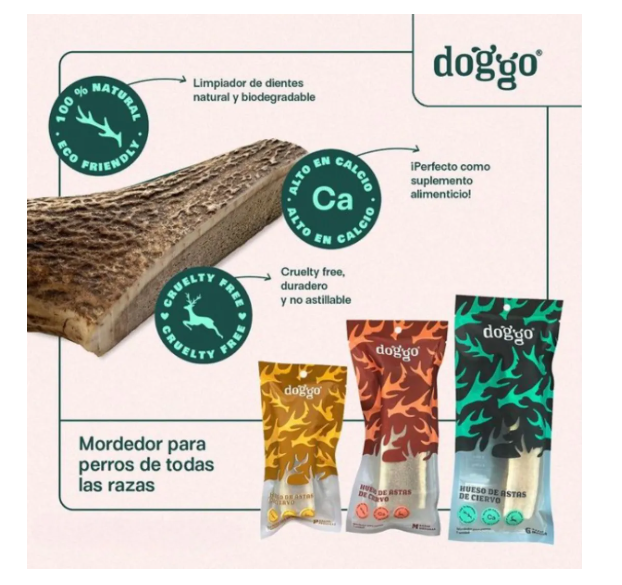 Mordedor Natural de Asta de Ciervo Doggo – Talla G (Perros +18 kg)