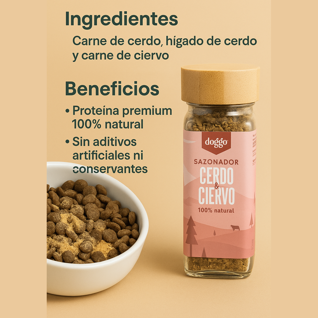 🐖 Sazonador Natural – Cerdo, Hígado y Ciervo | Proteína Premium 100% Natural