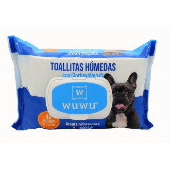 🧼 WuWu Toallitas Húmedas con Clorhexidina – Limpieza y Protección Antiséptica para Mascotas (40 unid.)