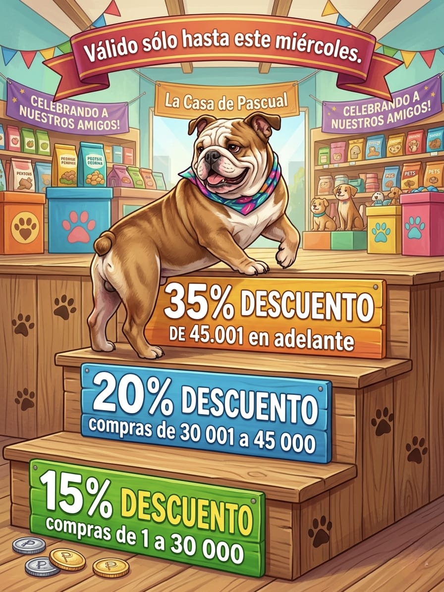 Promoción de descuentos en La Casa de Pascual: 15%, 20% y 35% — válido hasta el miércoles