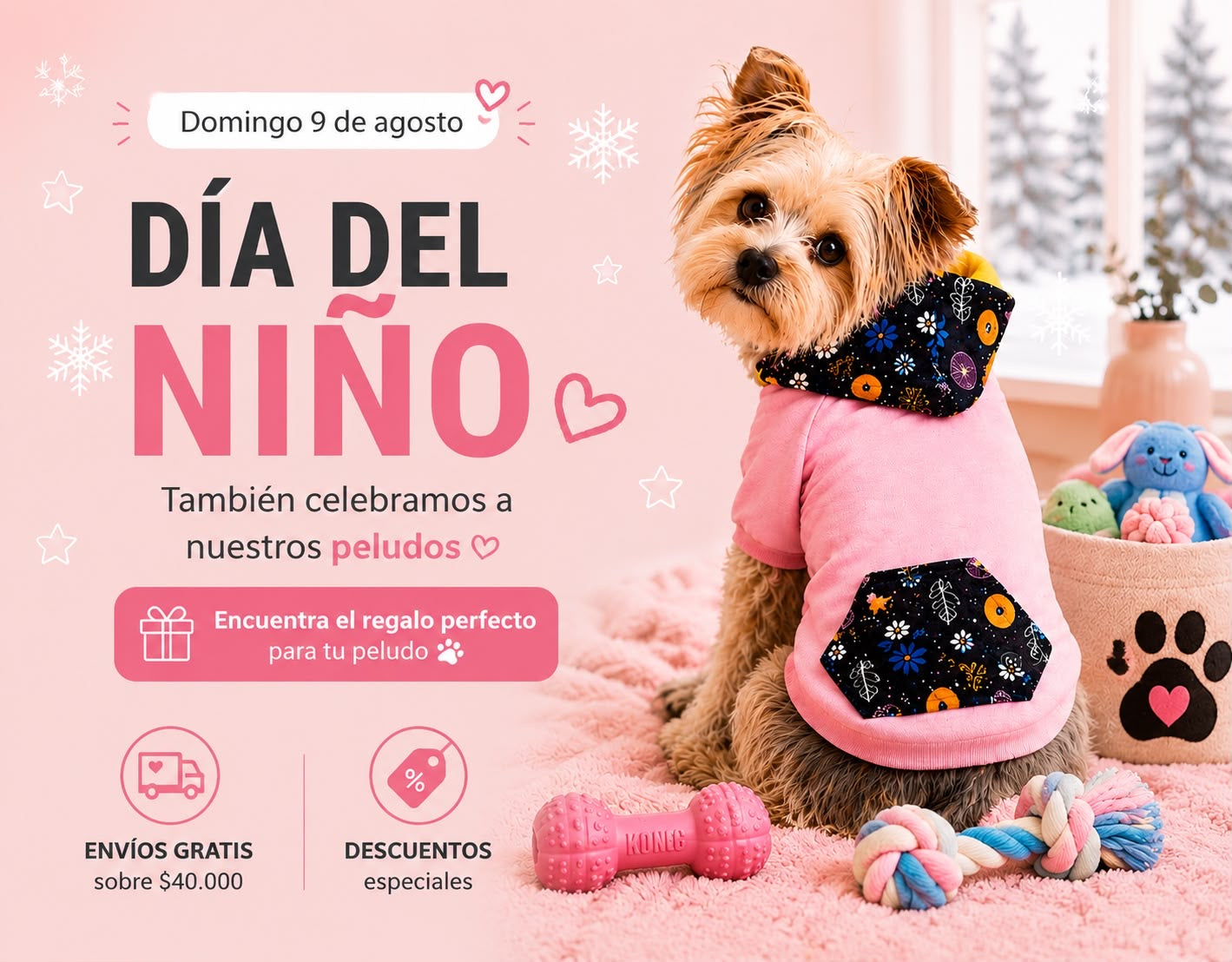 Día del Niño, domingo 9 de agosto. También celebramos a nuestros peludos — encuentra el regalo perfecto