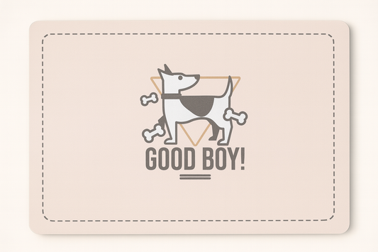 Alfombra “Good Boy” – Estilo y Limpieza para su Rincón de Comida