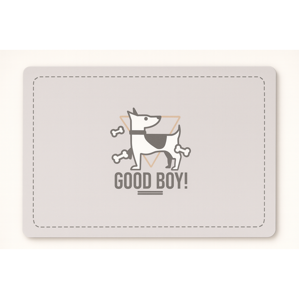 Alfombra “Good Boy” – Estilo y Limpieza para su Rincón de Comida