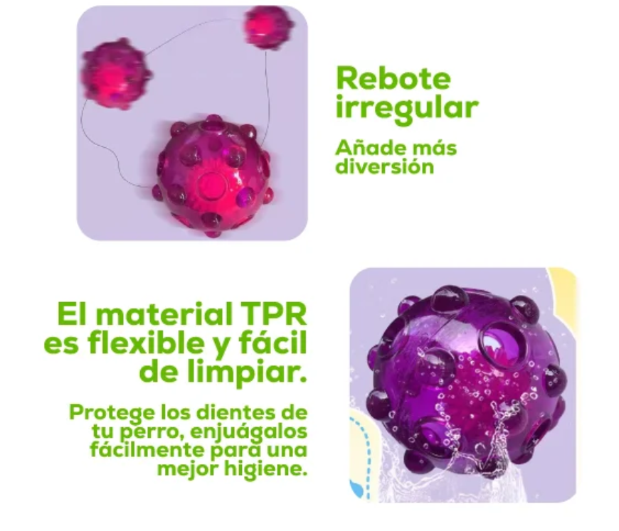 Pelota Interactiva con Luz y Rebote Irregular para Perros – 9 cm