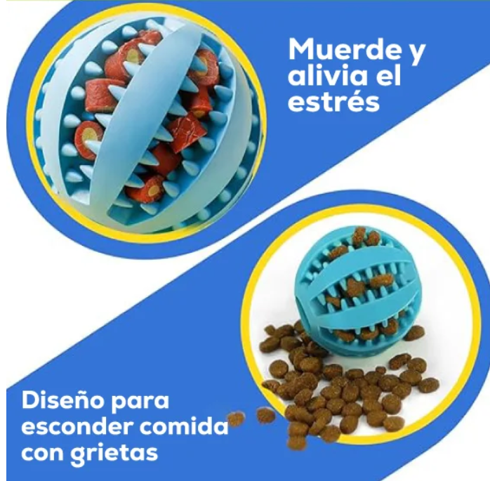 Pelota Mordedora Dental con Dispensador de Snacks  – 7 cm