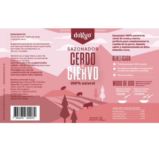 🐖 Sazonador Natural  – Cerdo, Hígado y Ciervo | Proteína Premium 100% Natural