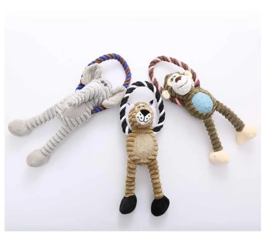 Juguete de Peluche con Cuerda para Perros – Animales de la Selva