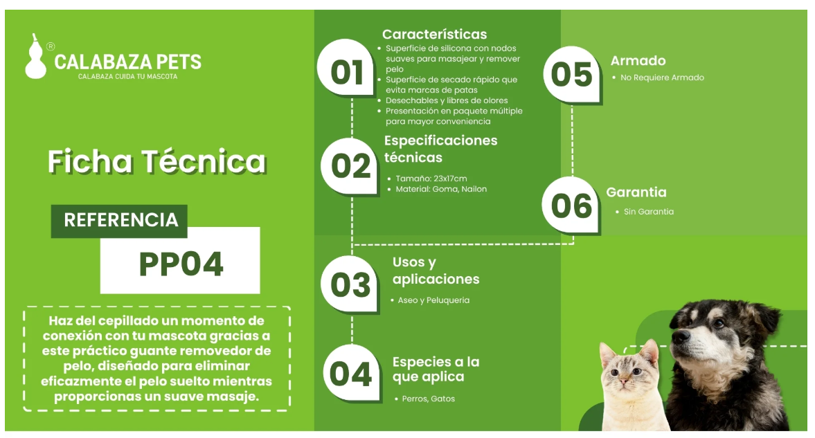 Guante Cepillador y Masajeador para Perros y Gatos