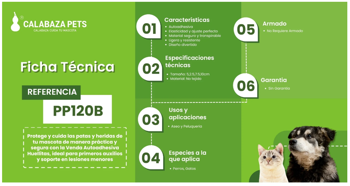Venda Autoadhesiva Huellitas para Perros y Gatos