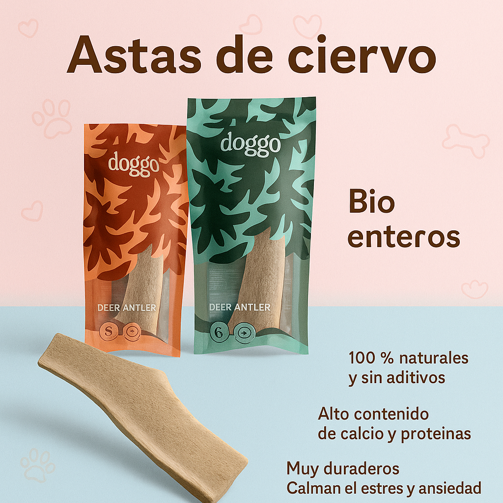 Mordedor Natural de Asta de Ciervo Doggo – Talla G (Perros +18 kg)