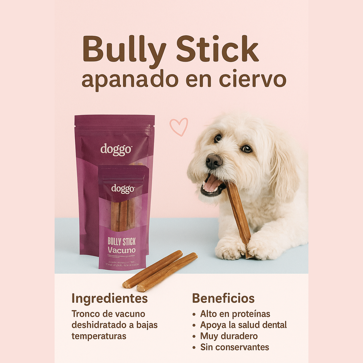 Doggo Bully Stick Vacuno con Crispy de Ciervo