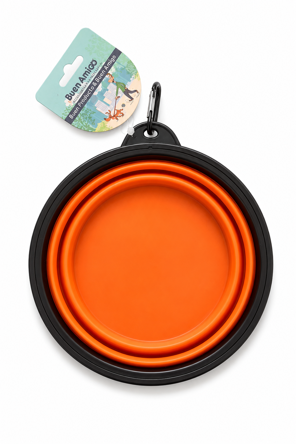 Plato Plegable para Perros y Gatos Buen Amigo con Mosquetón