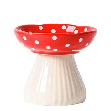 Plato Elevado de Cerámica con Lunares – Estilo Chic para Perros