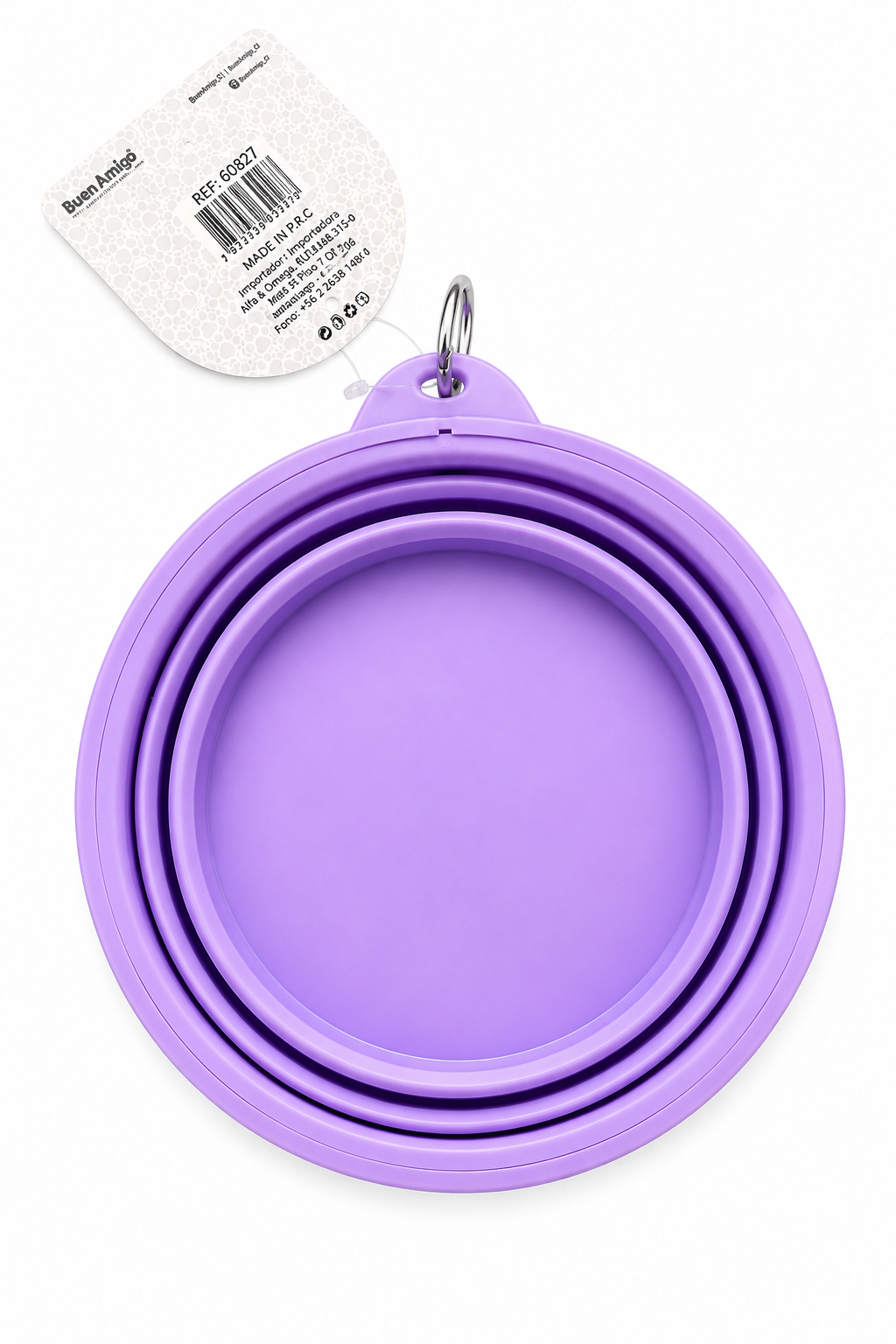 Plato Plegable para Perros y Gatos Buen Amigo con Mosquetón