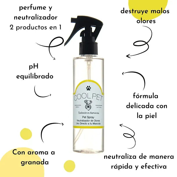 Coolpet  Pet Spray 2 en 1 – Colonia + Eliminador de Olores para Pelaje y Textiles