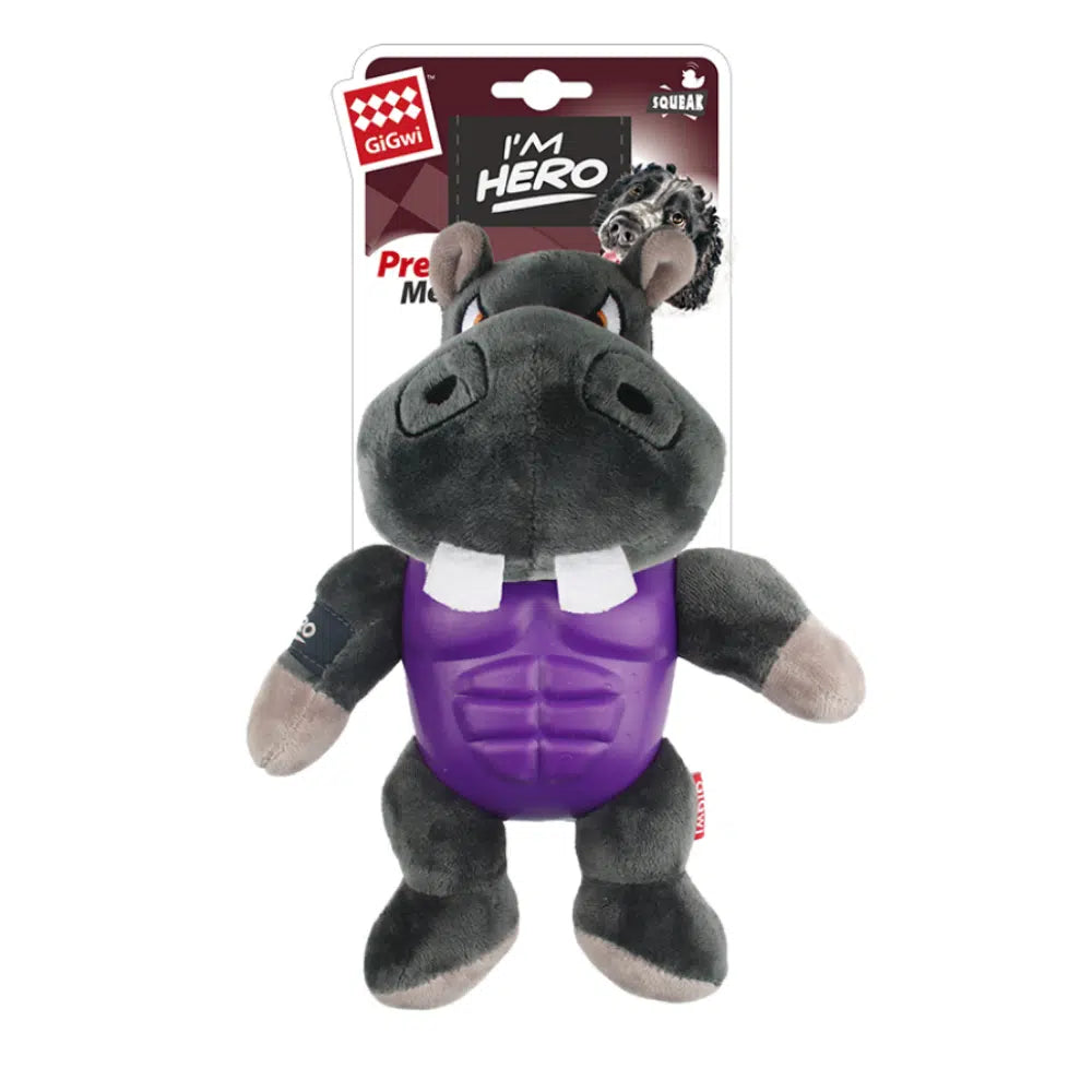 Gigwi I’M Hero Hipopótamo – Juguete de Peluche Premium con Squeaker