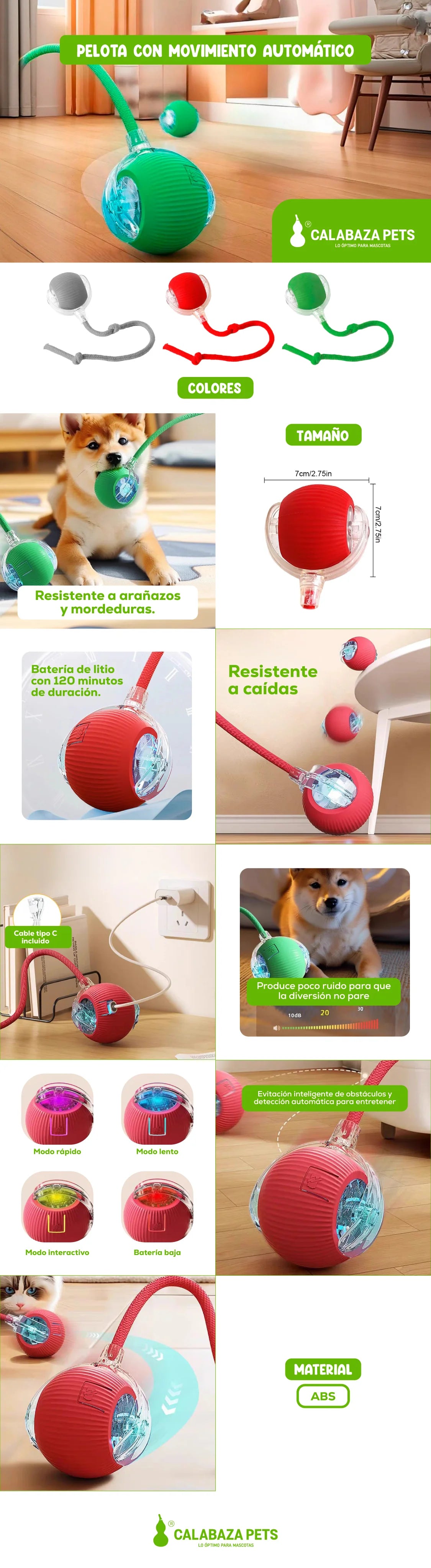 Pelota Interactiva Inteligente con Movimiento Automático – Calabaza Pets