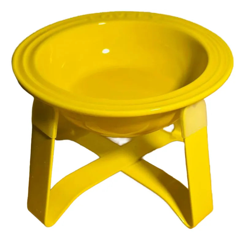 Plato Elevado de Cerámica con Base de Hierro para Mascotas