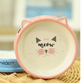 Plato de Cerámica para Gatos Diseño Gatito – Azul y Rosado