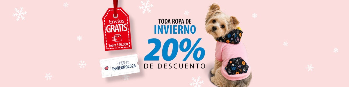 Toda la ropa de invierno con 20% de descuento, código INVIERNO2026